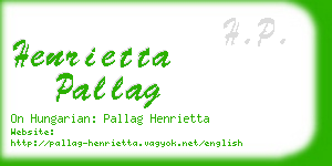 henrietta pallag business card